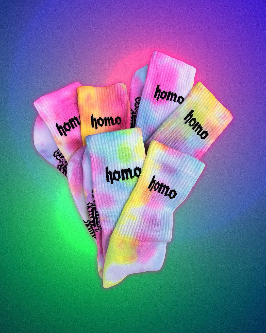 "homo" Rainbow Tie-Dye Socks