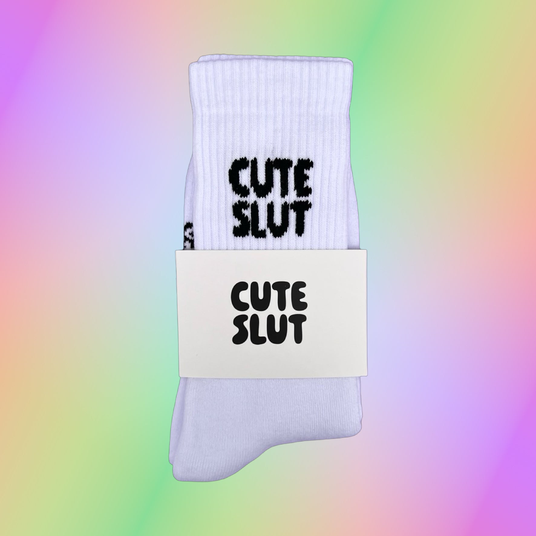 CUTE SLUT Socks - White / Black
