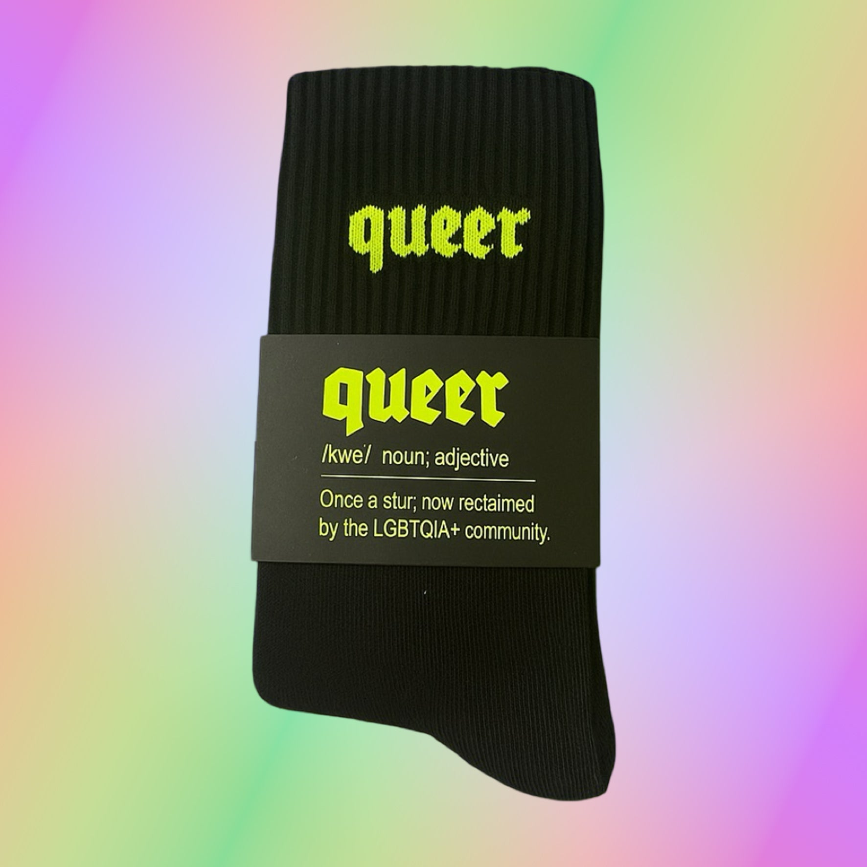 QUEER Socks - Black / Neon Yellow