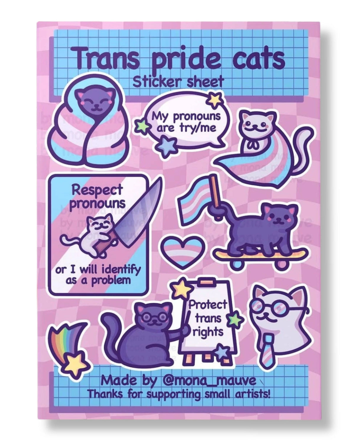 Trans Pride Cats sticker sheet