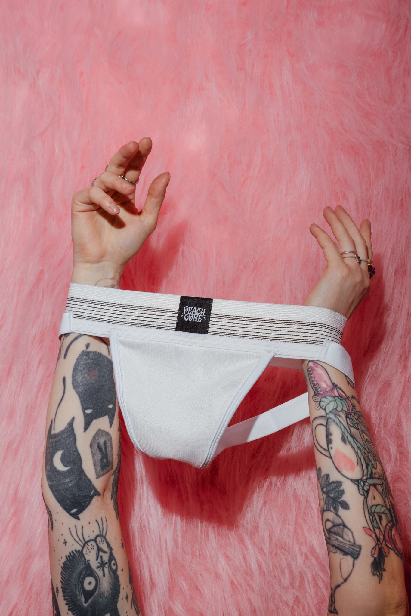 PEACH CORE - Flat Front Jockstrap - White