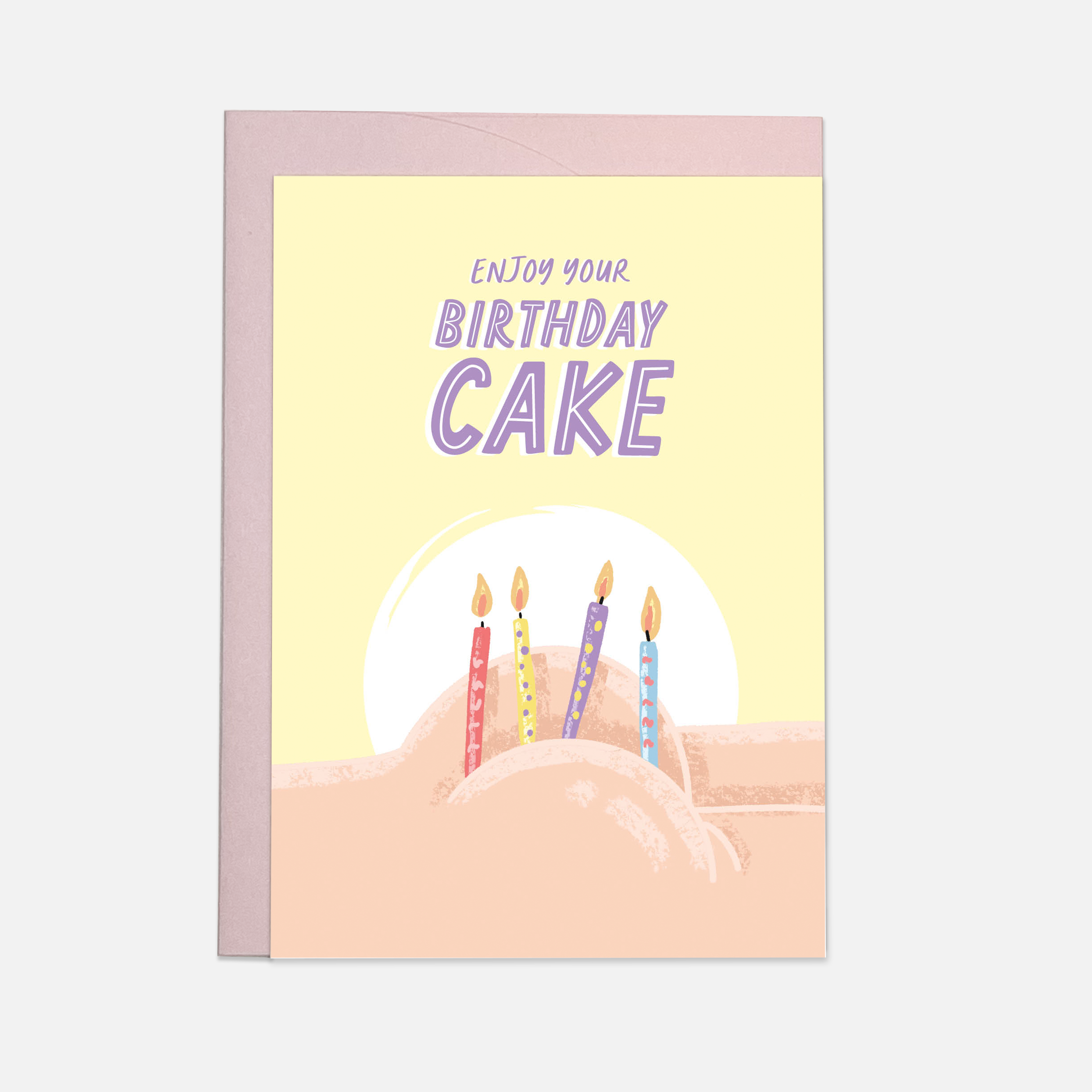Butt cake greeting card: Double folded