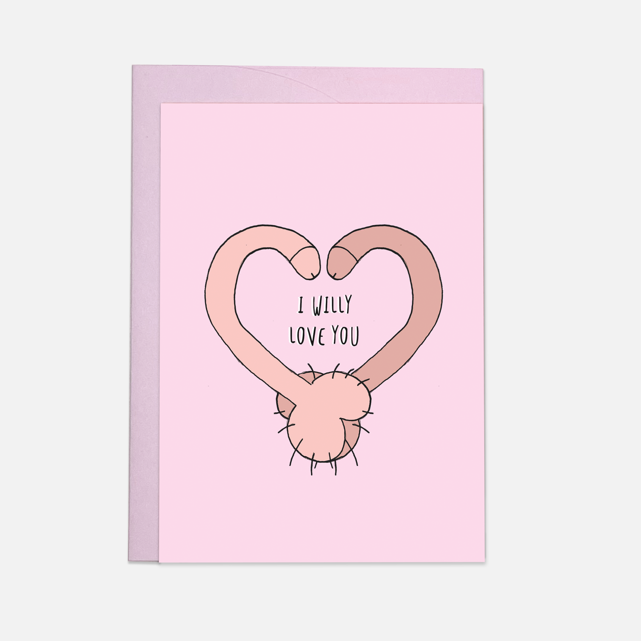 Willy love you Valentines day greeting card: Double folded
