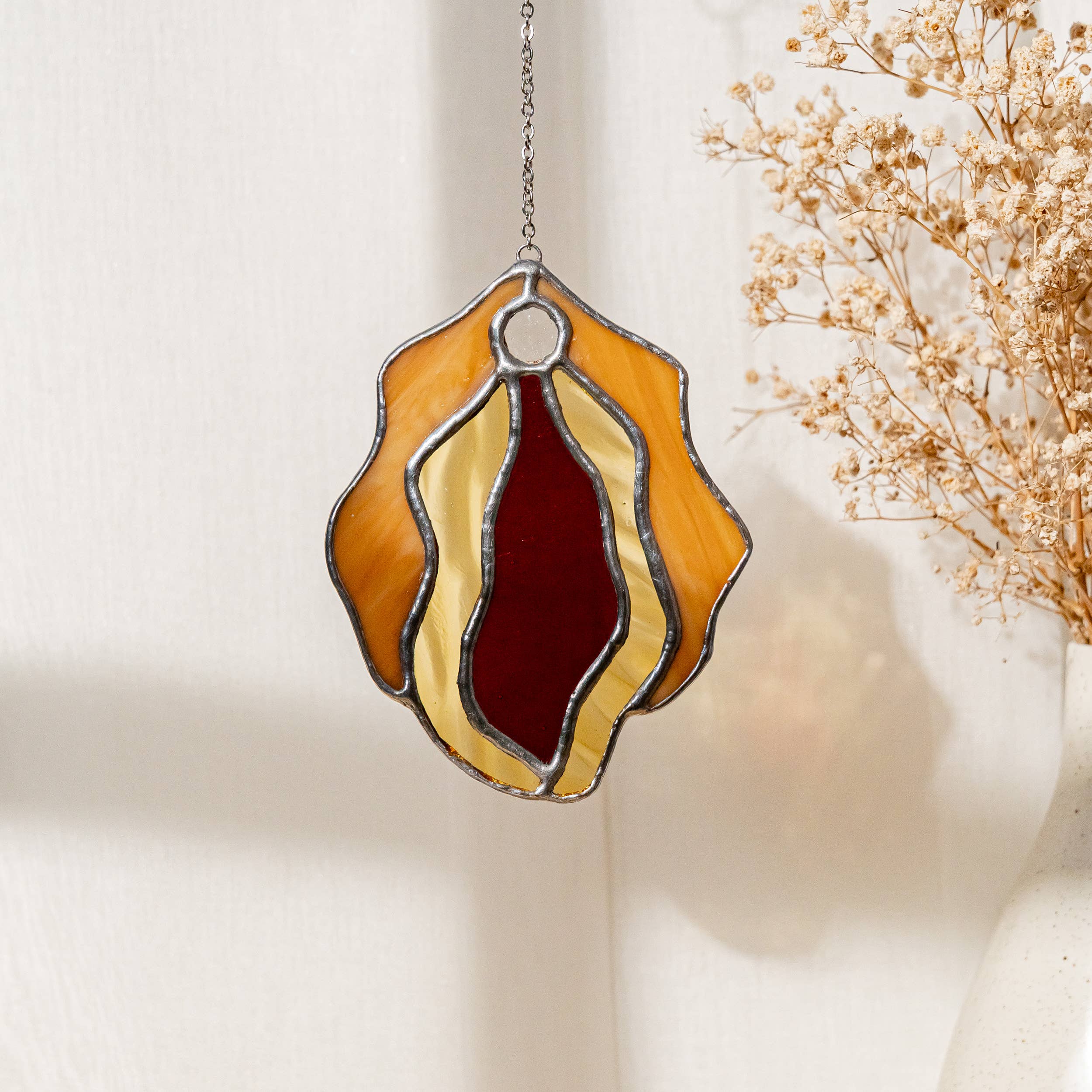 Stained Glass Vulva - Gold / Yellow / Red