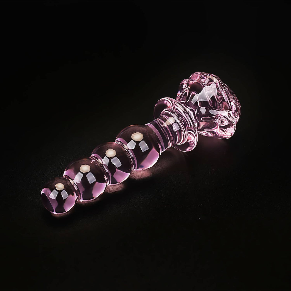 Liebe Seele Chroma Iridescent Sensual Glass Anal Butt Plug - Rose beads pink