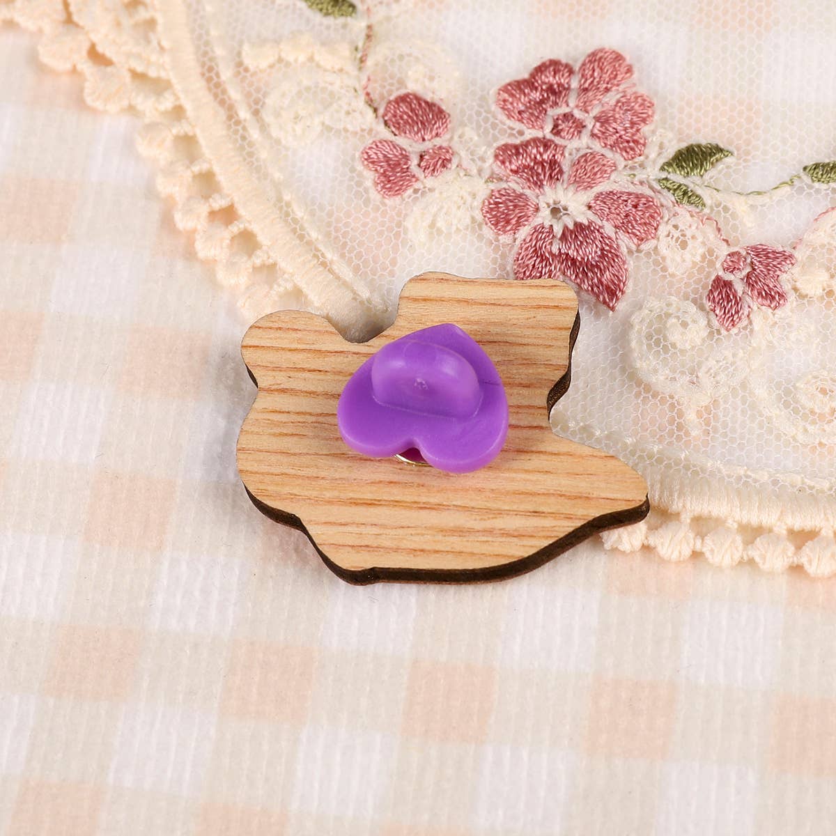 LGBTQ+ Pride Kitten Badge | Cute Cat Wooden Pin: No hang tabs needed
