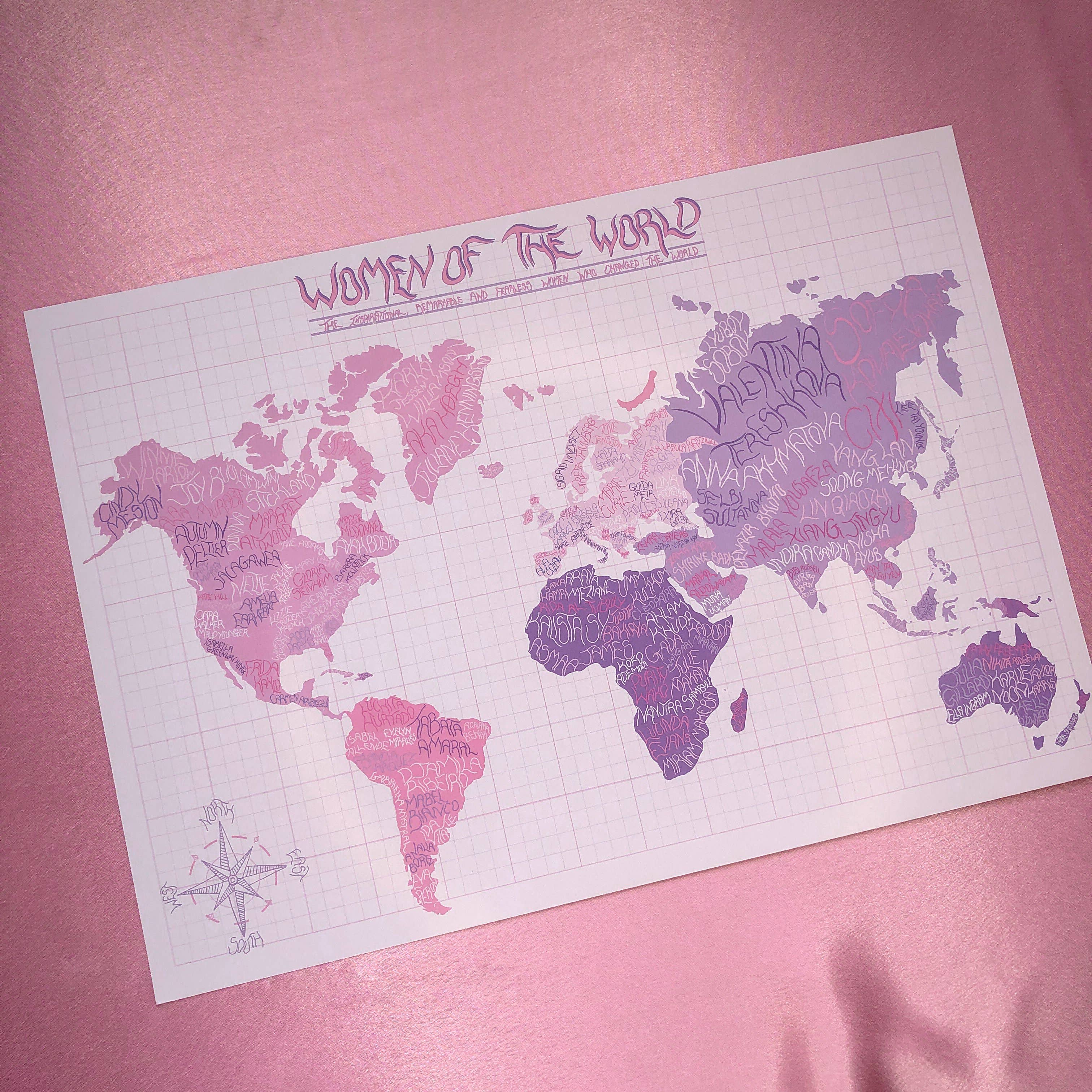 Women of the World Map purple!: A3
