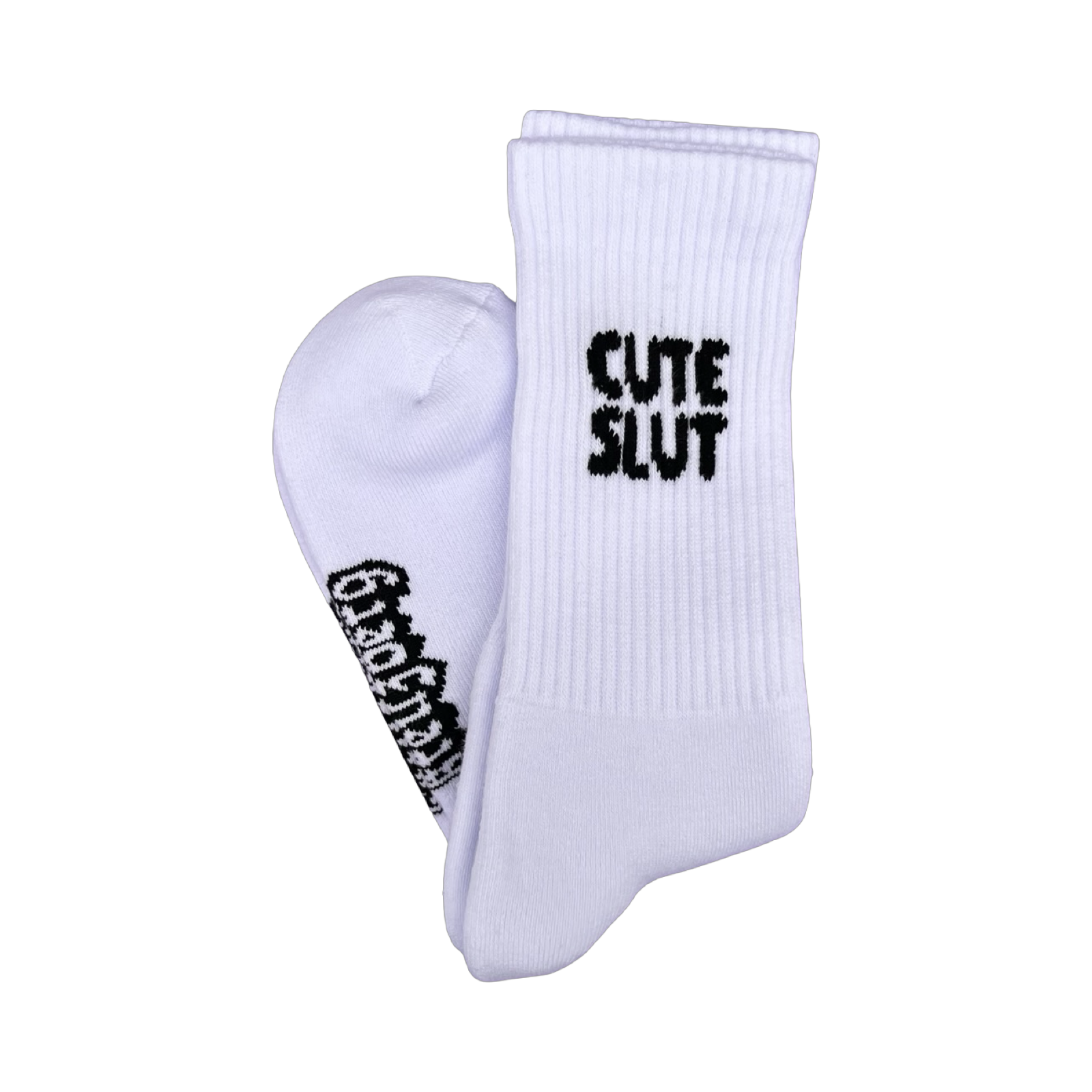 CUTE SLUT Socks - White / Black