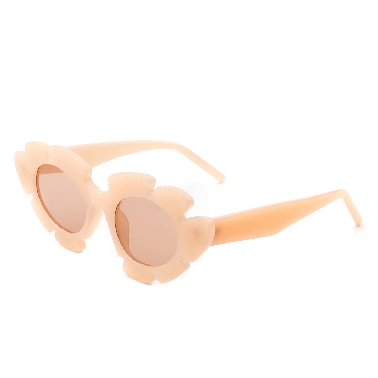 Irregular Round Cut-Out Cat Eye Flower Sunglasses