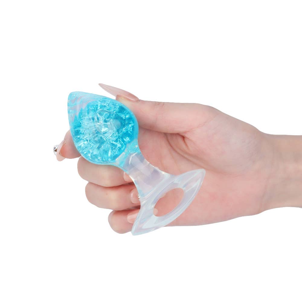 Heart-shaped Crystal Anal Plug - Blue: S: 3.2cm