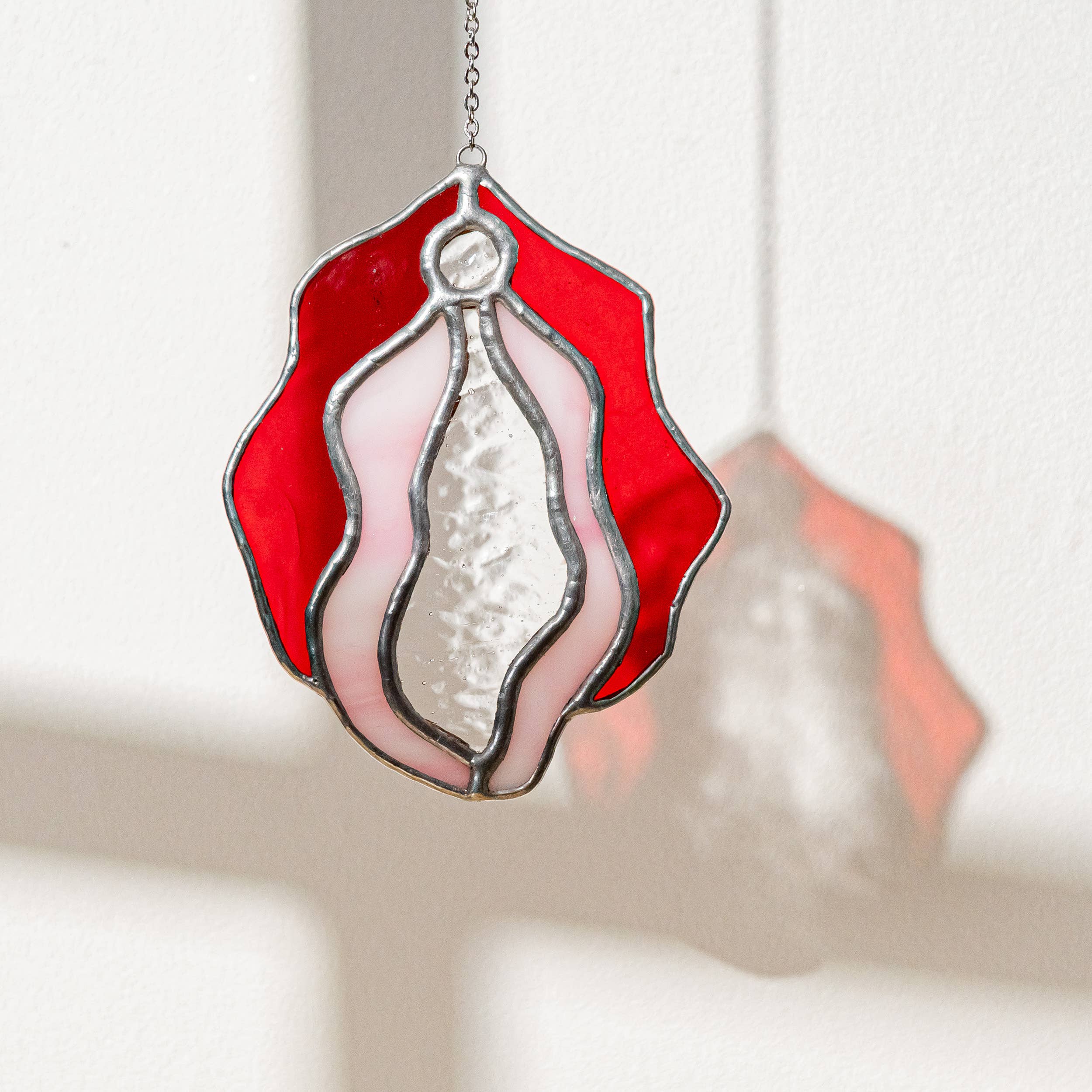 Stained Glass Vulva - Red / Pink / Clear