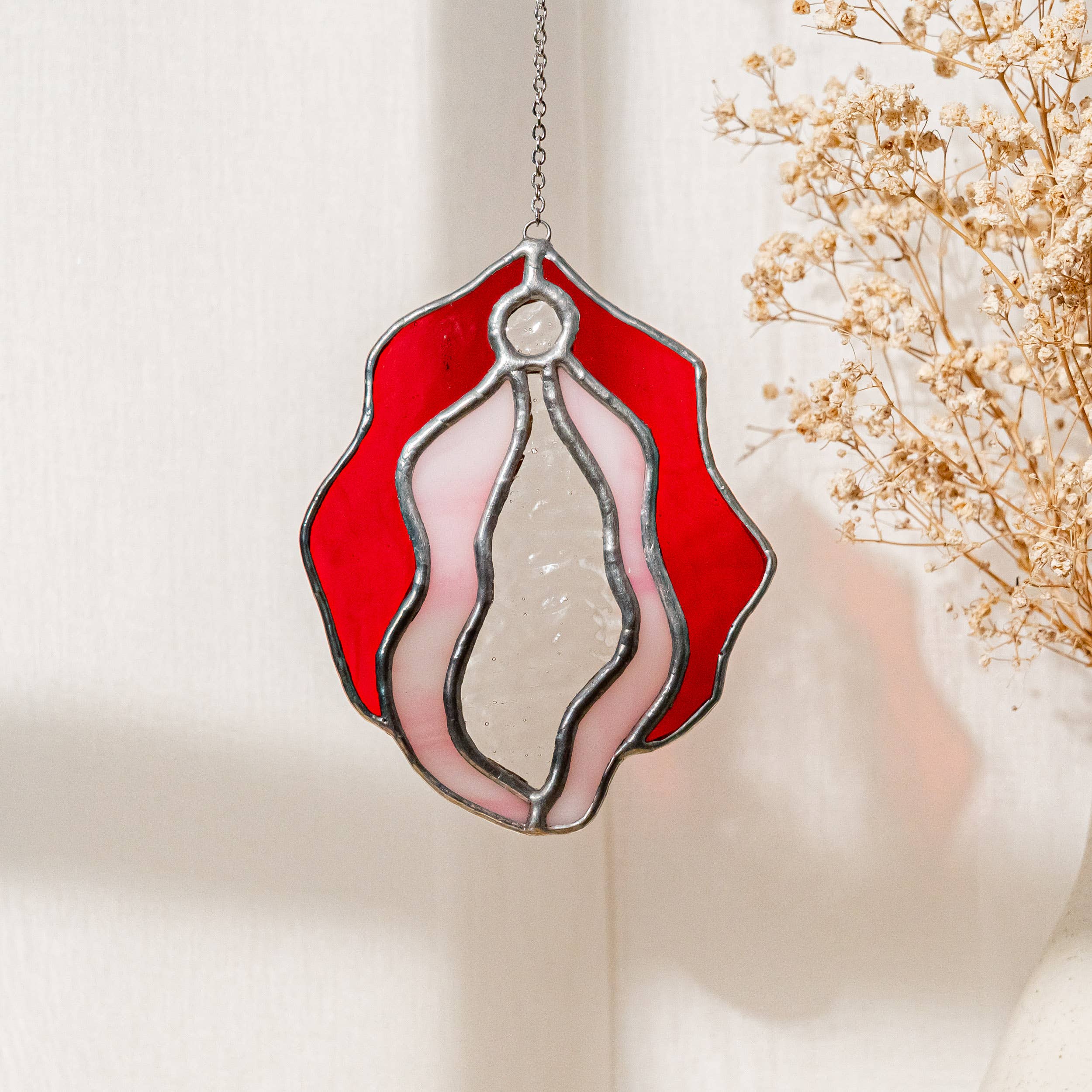 Stained Glass Vulva - Red / Pink / Clear