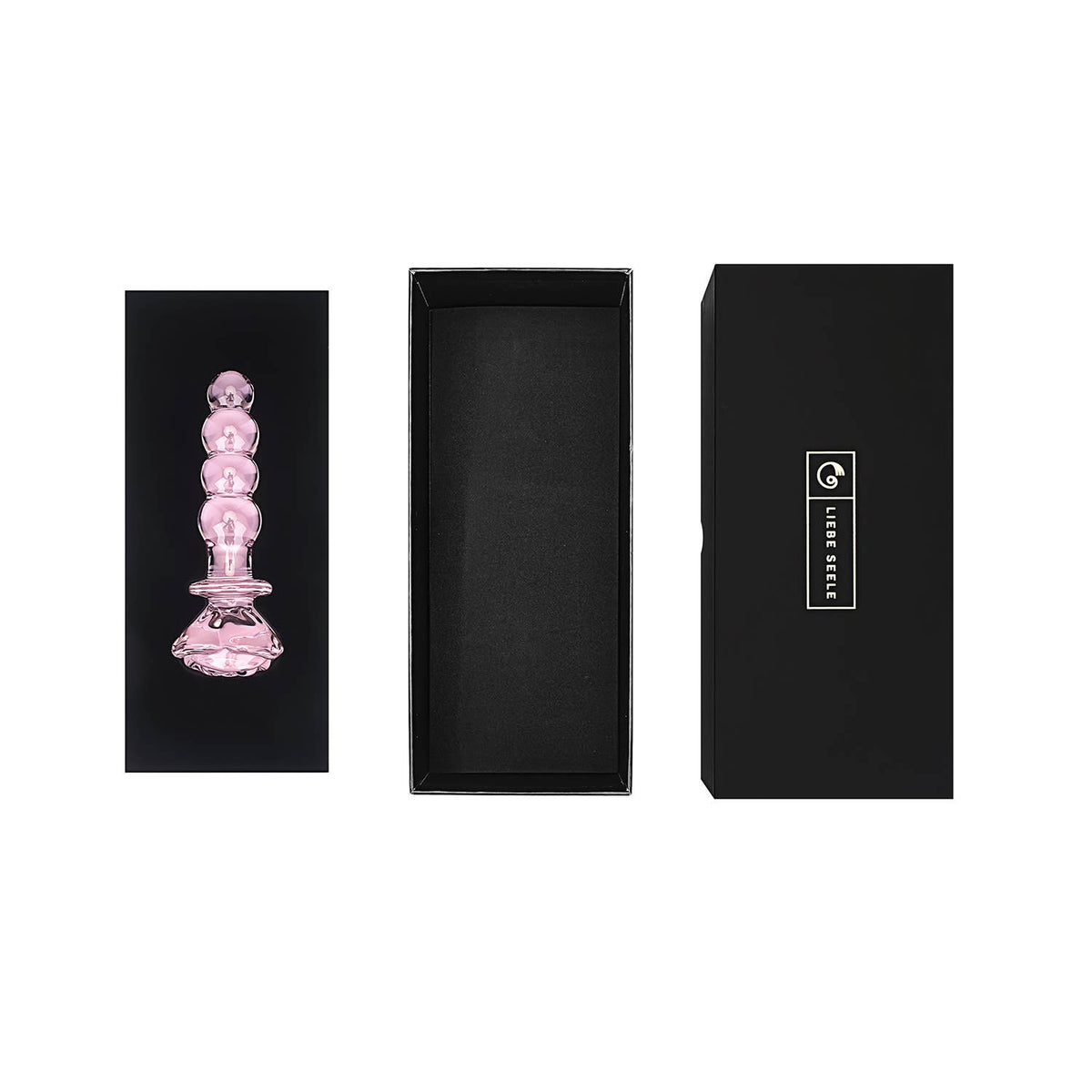 Liebe Seele Chroma Iridescent Sensual Glass Anal Butt Plug - Rose beads pink