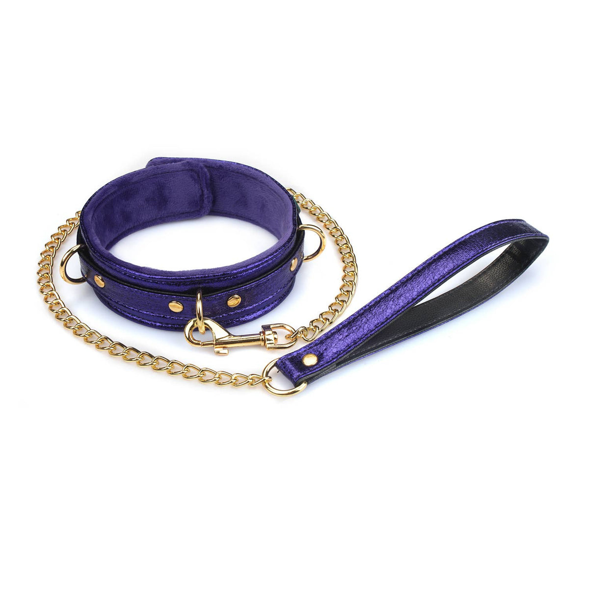 Aurora Cracked PU Collar with Leash – Violet