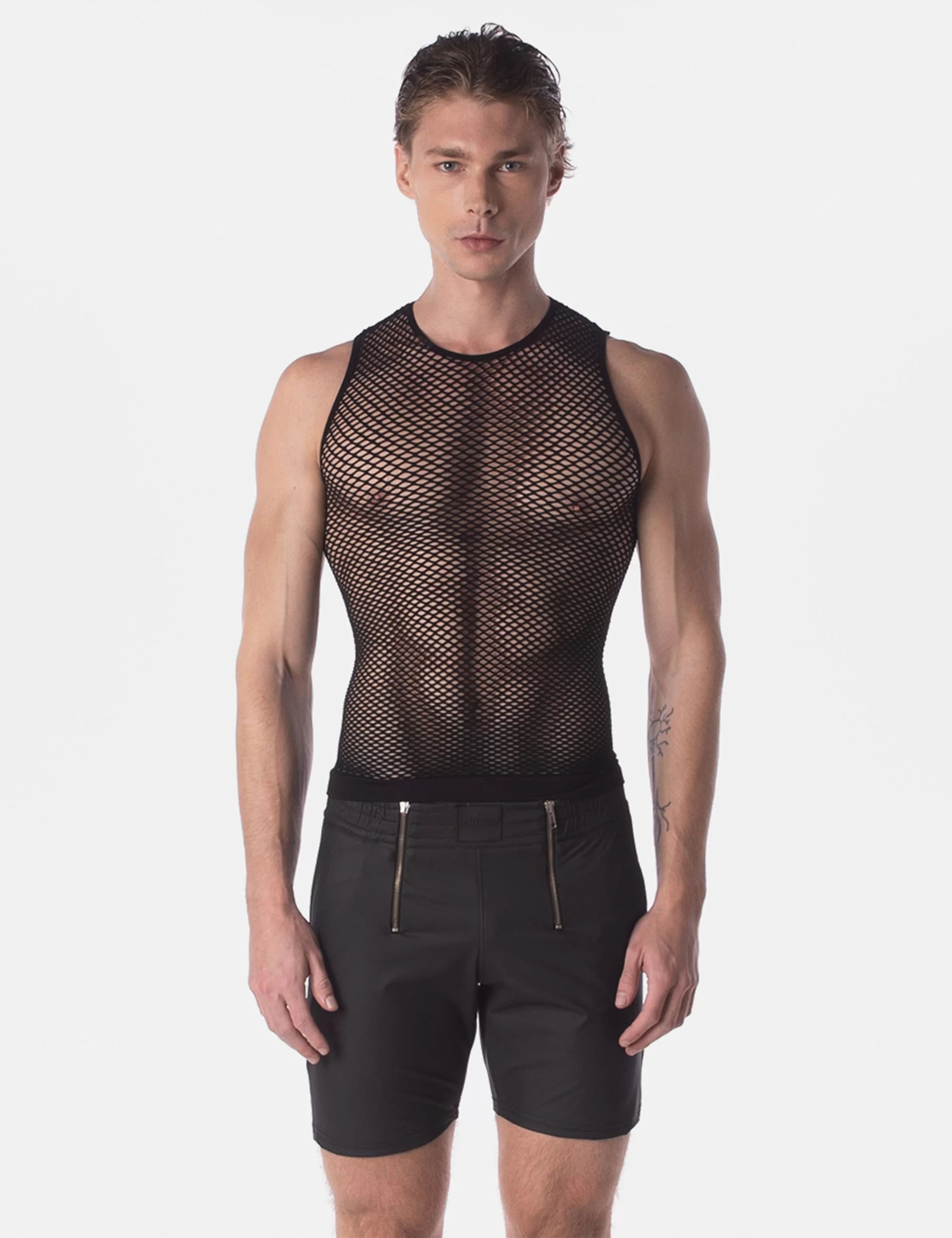 Fishnet Tank Top "Stefano" Black