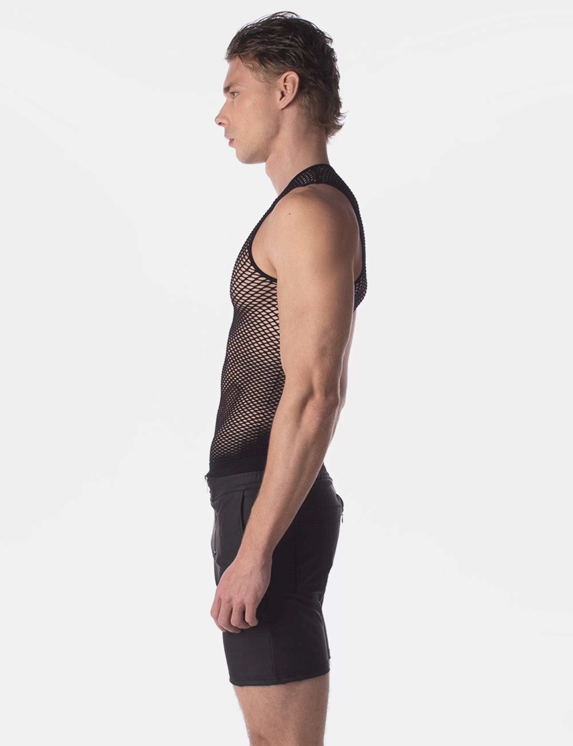 Fishnet Tank Top "Stefano" Black