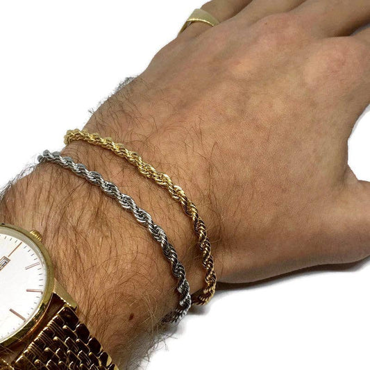 Thick Rope Chain Steel Bracelet Gold
