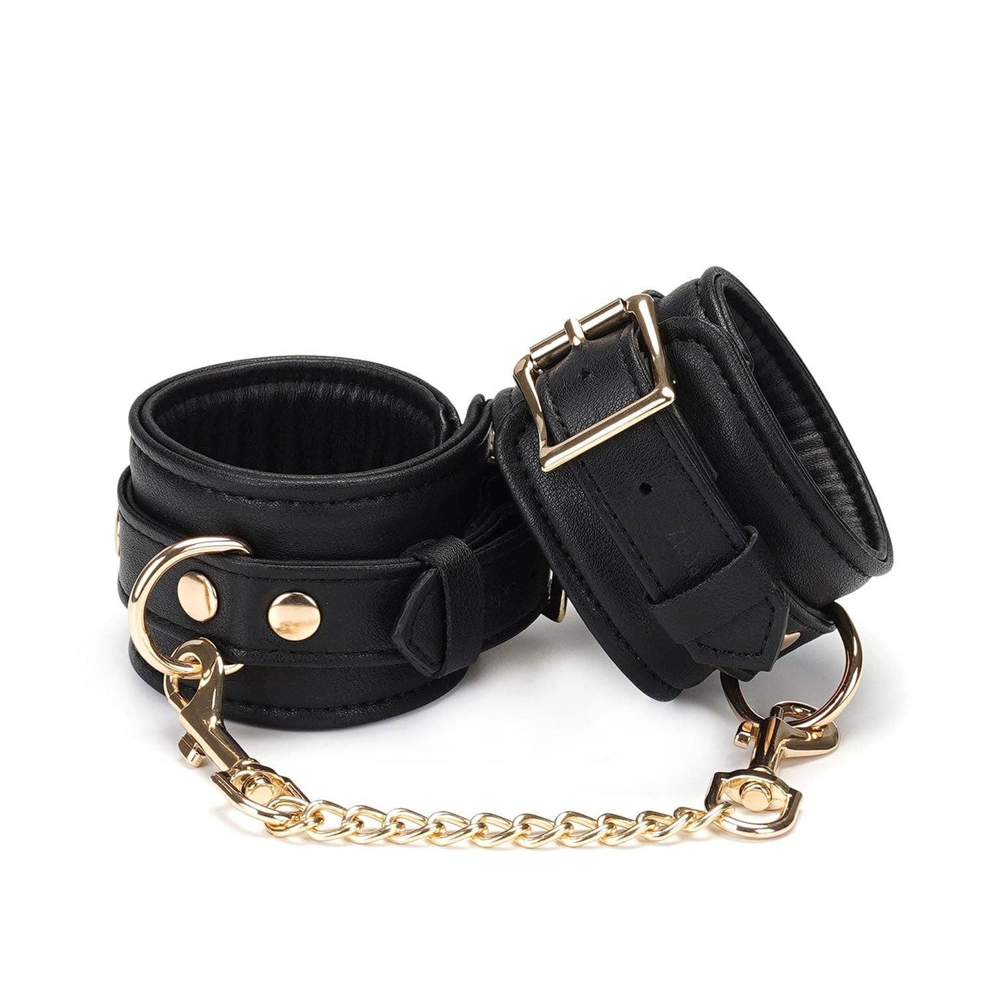 Dark Secret -Leather Handcuffs with Gold Hardware