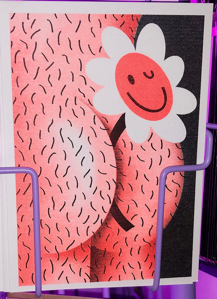 Lennart Nölle "Butt Flower" Risograph Postcard A5