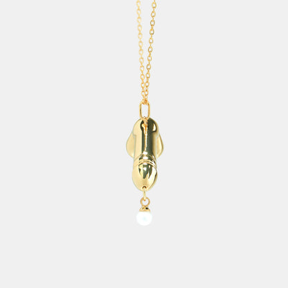 PEARL DRIP DICK GOLD PENDANT NECKLACE