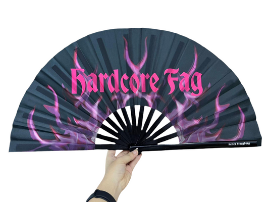 KK Fan "Hardcore Fag" with Bamboo handle