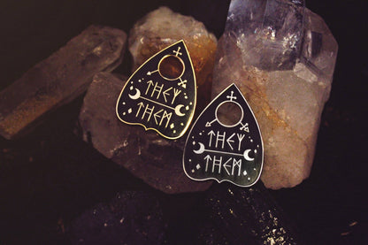 Original Pronoun Planchette Pin: They/them / Silver