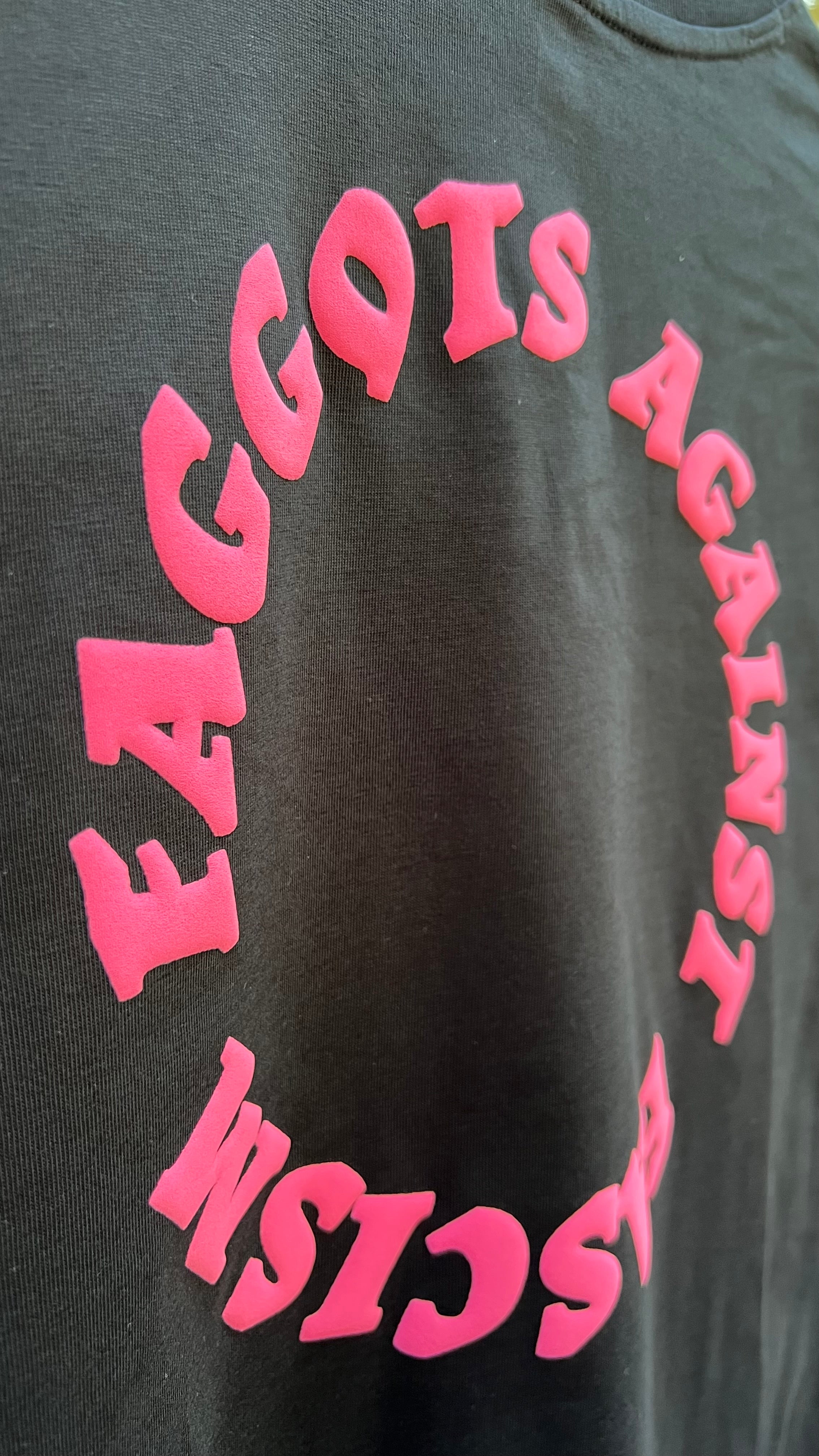 FAGGOTS AGAINST FASCISM Heavy Boxy T-shirt Black & Neon Magenta