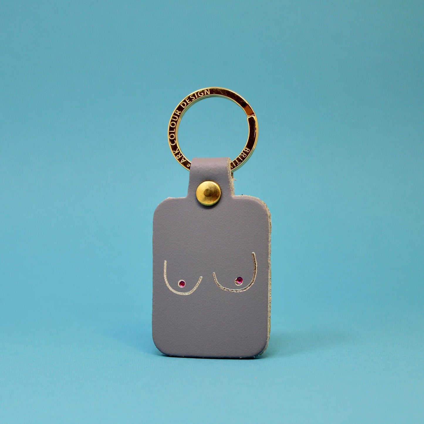 Boob Leather Key Fob: Bright Yellow