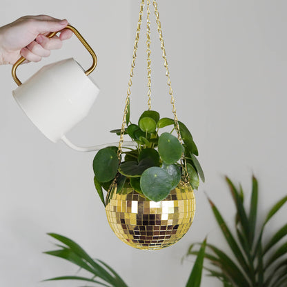 Disco Ball Hanging Planter - Gold (6in)