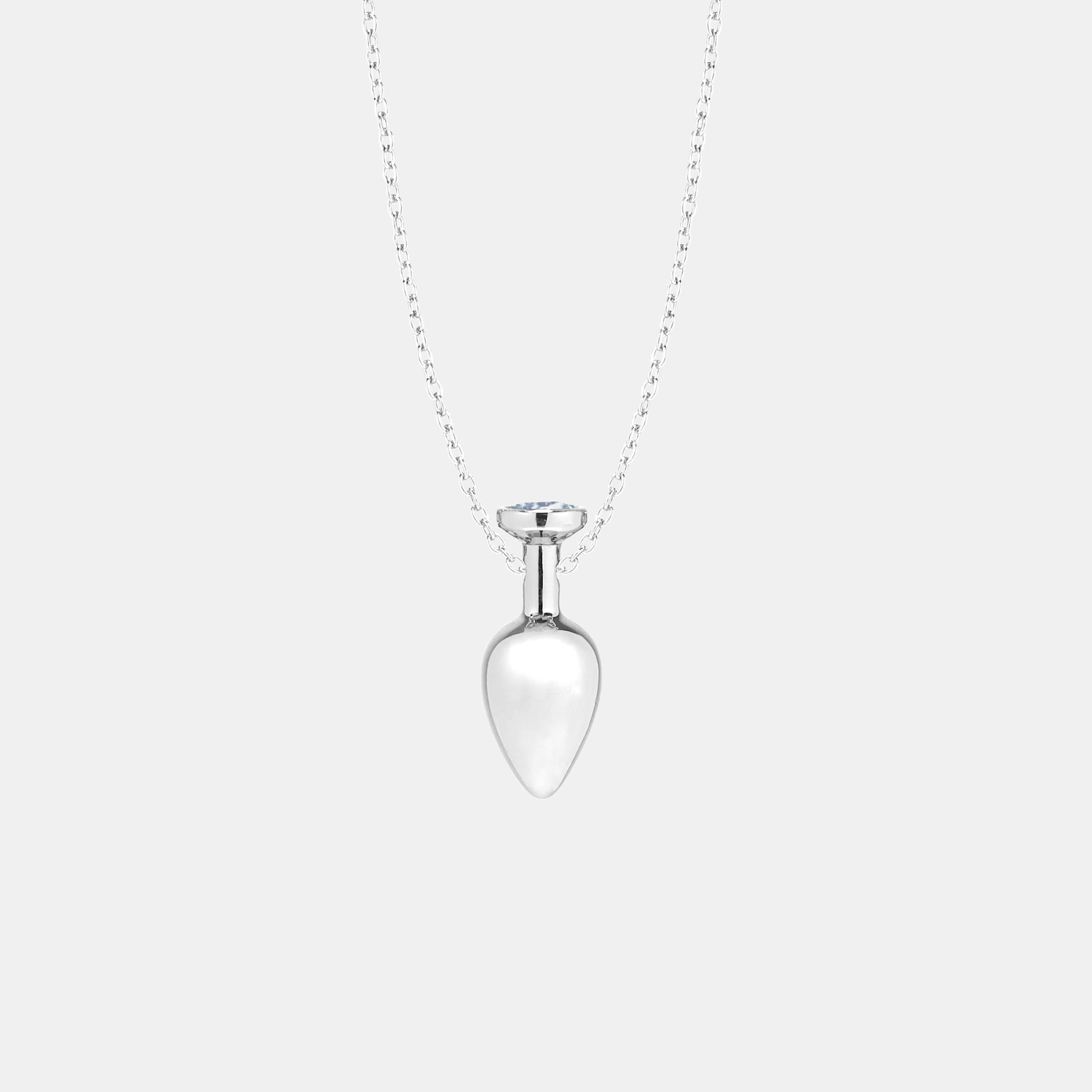 BUTT PLUG SILVER PENDANT NECKLACE