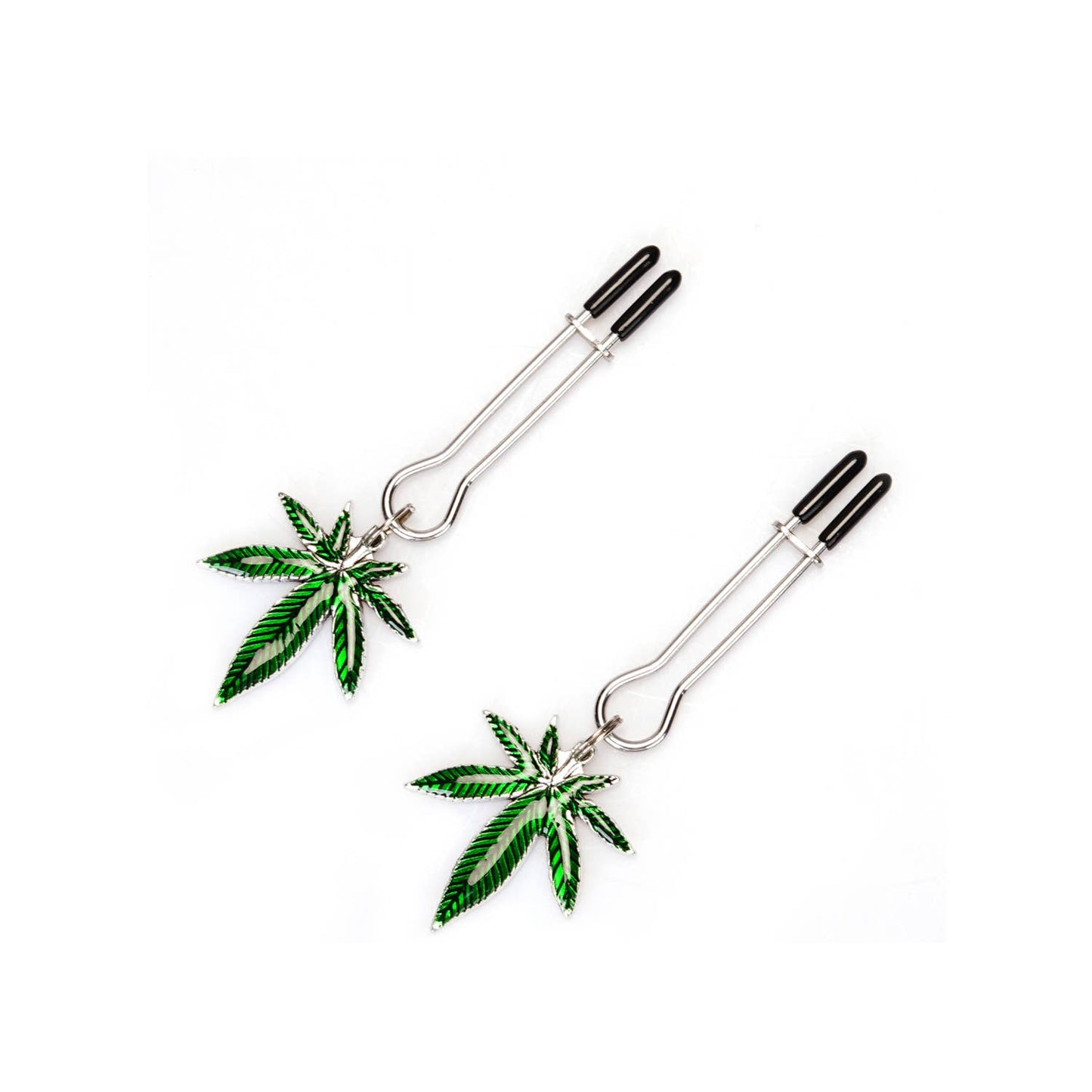 U-shape Cannabis-themed Nipple Clamps: Gold