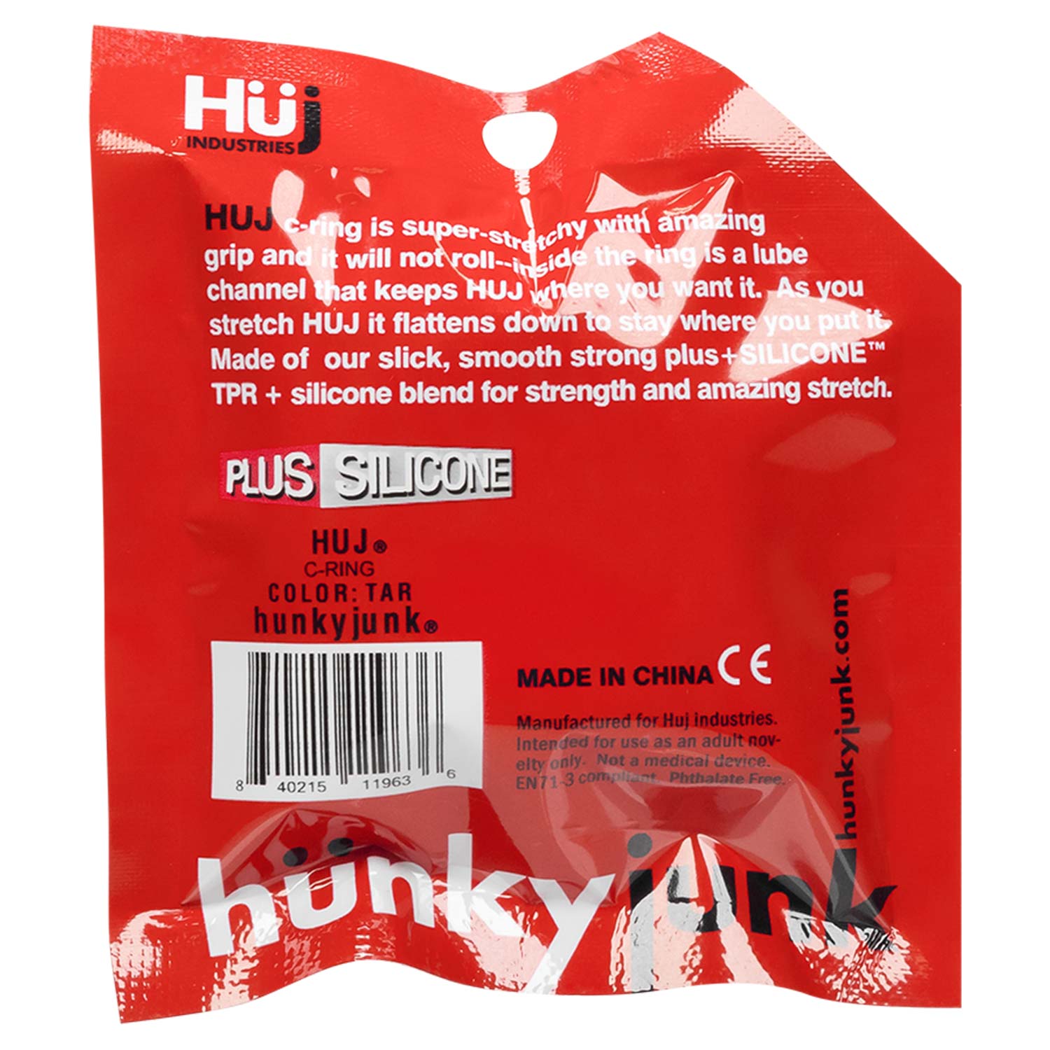 Huj Cockring Single - Black Tar - Hunky Junk