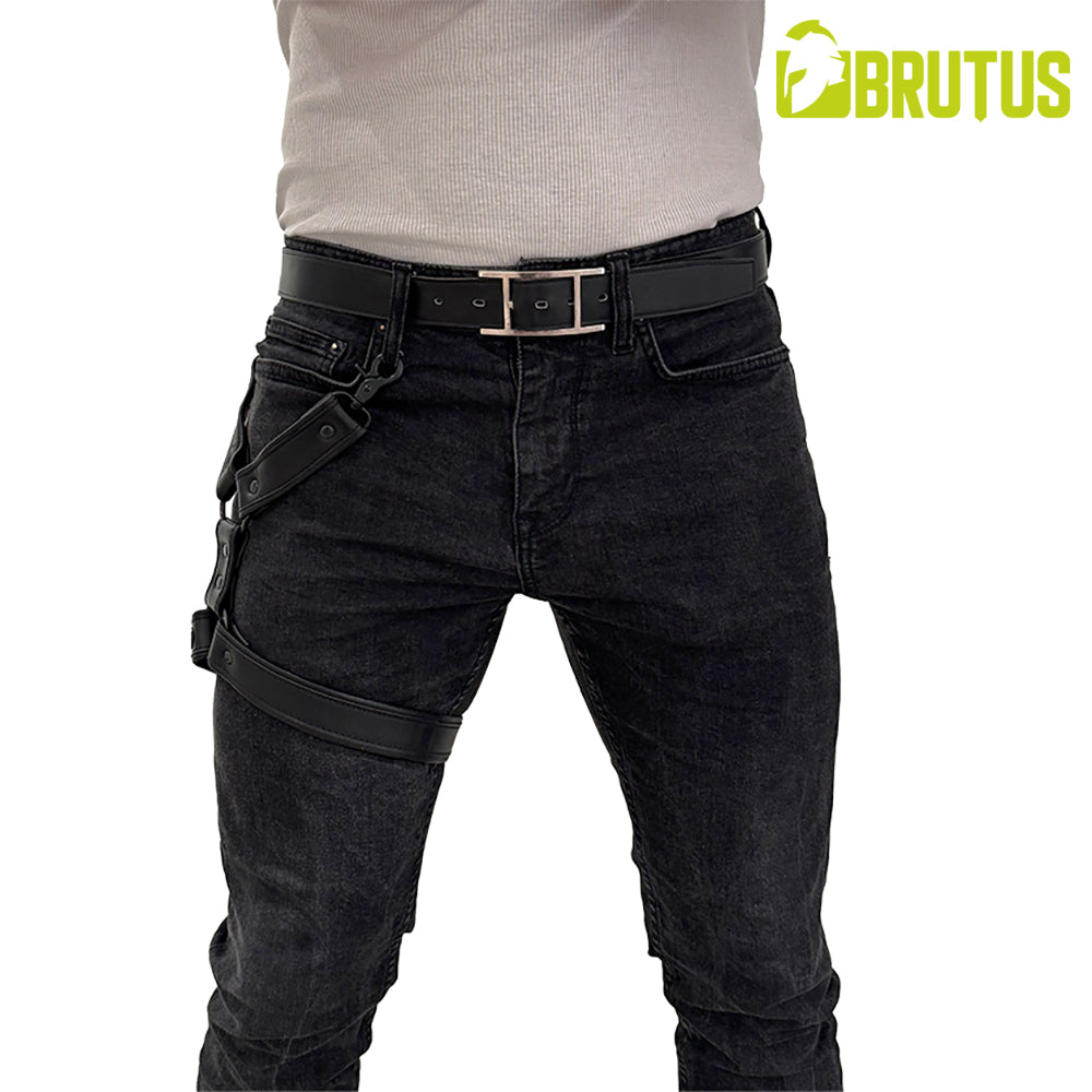 BRUTUS Leather Leg Harness Black-Black