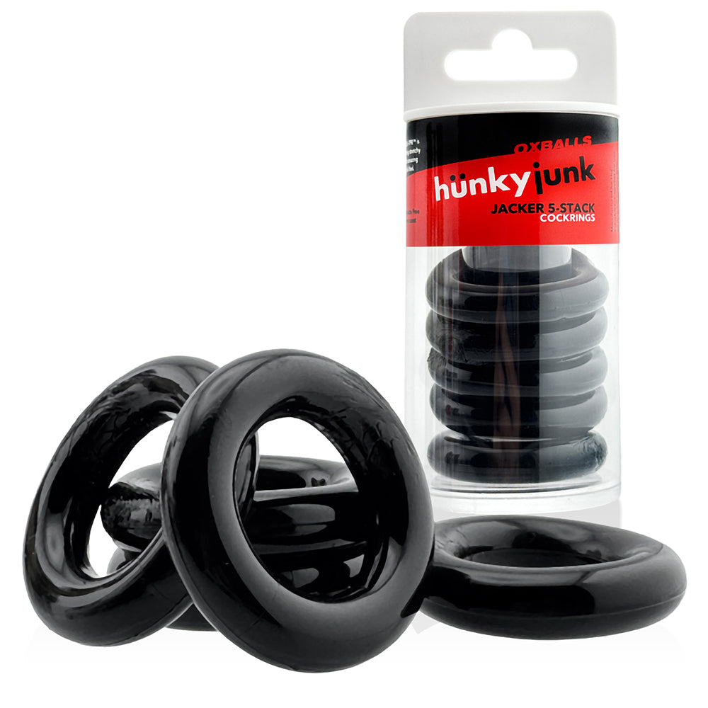 Hünkyjunk JACKER 5-Stack Cockrings Black