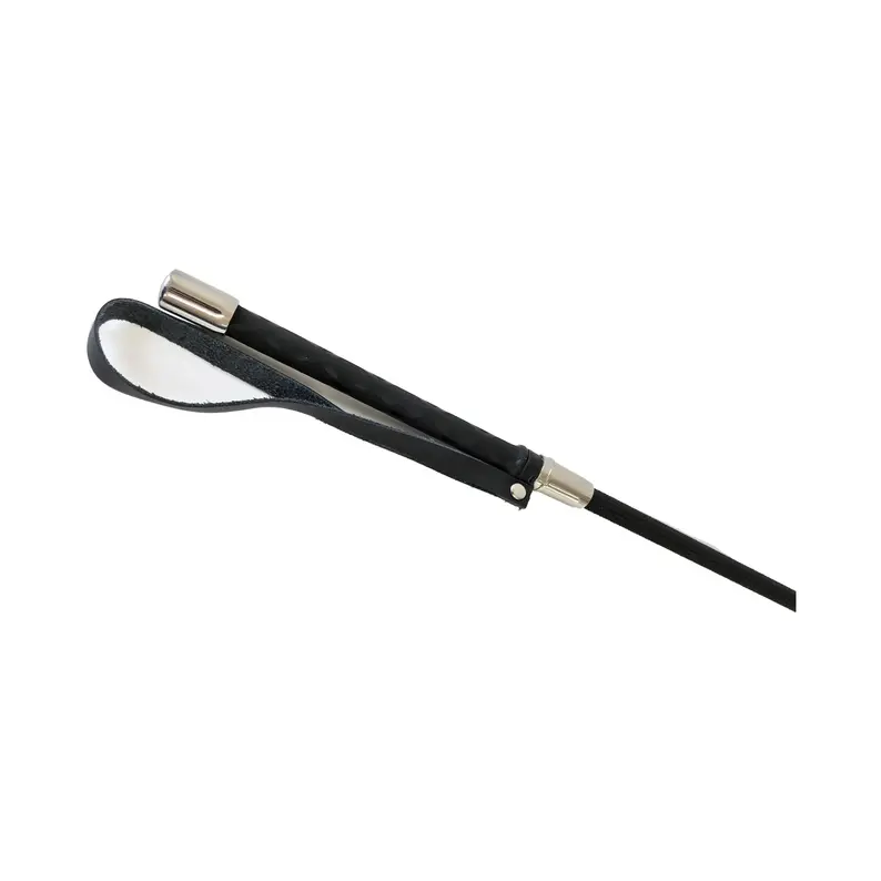 Black and Red Leather Flower Riding Crop
