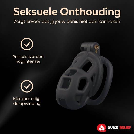 Quick Relief Elite Lock™ Nano - Chastity cage with 4 ring sizes