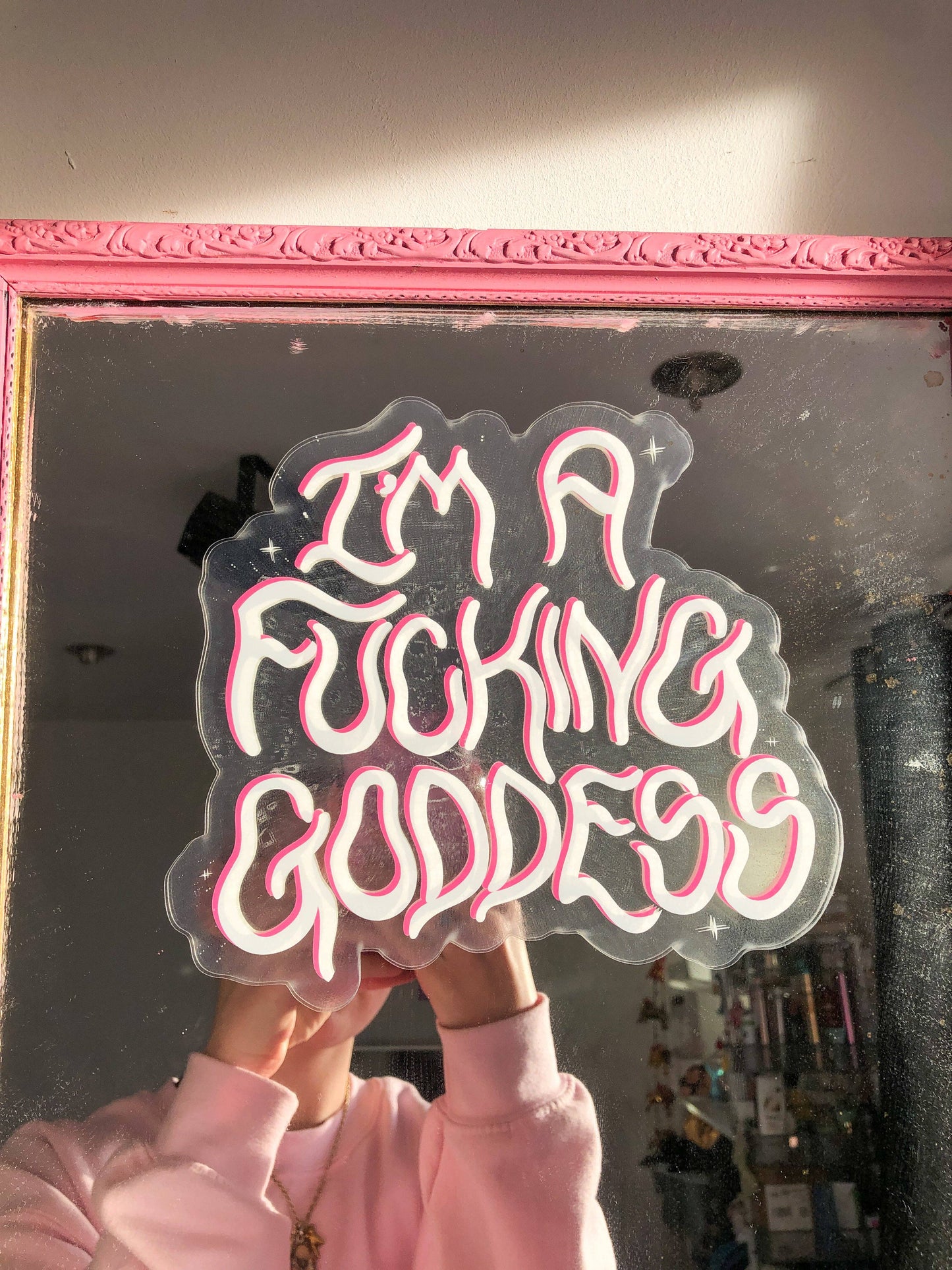 I'm a fucking goddess mirror decal