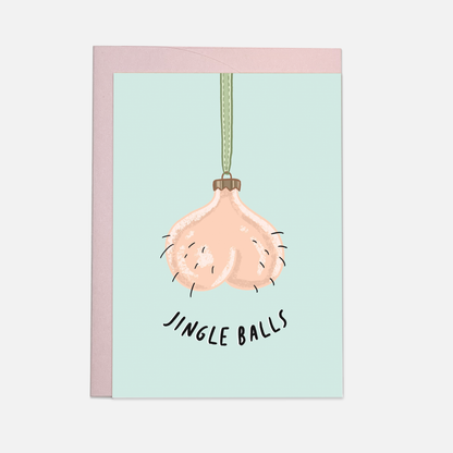 Jingle balls greeting card: White / Double folded