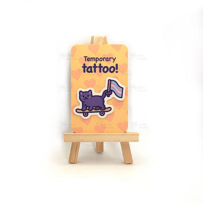 Trans Pride Cat Temporary Tattoo: No hang tabs needed