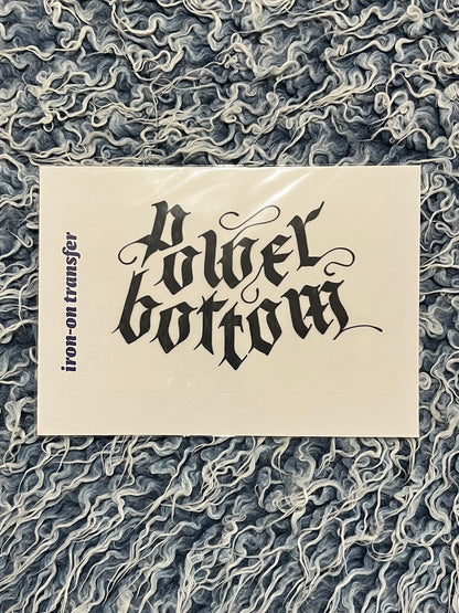 Iron-On Transfer "POWER BOTTOM" Black