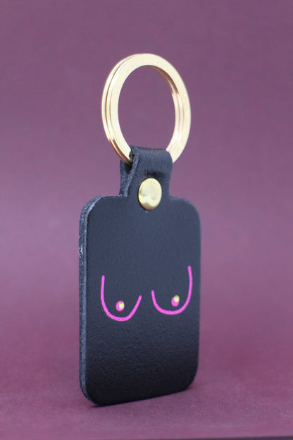 Boob Leather Key Fob: Cornflower