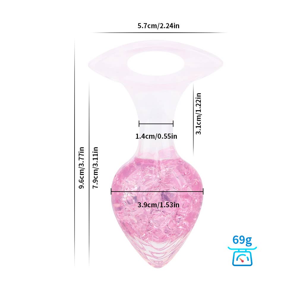 Heart-shaped Crystal Anal Plug - Pink: M: 3.9cm