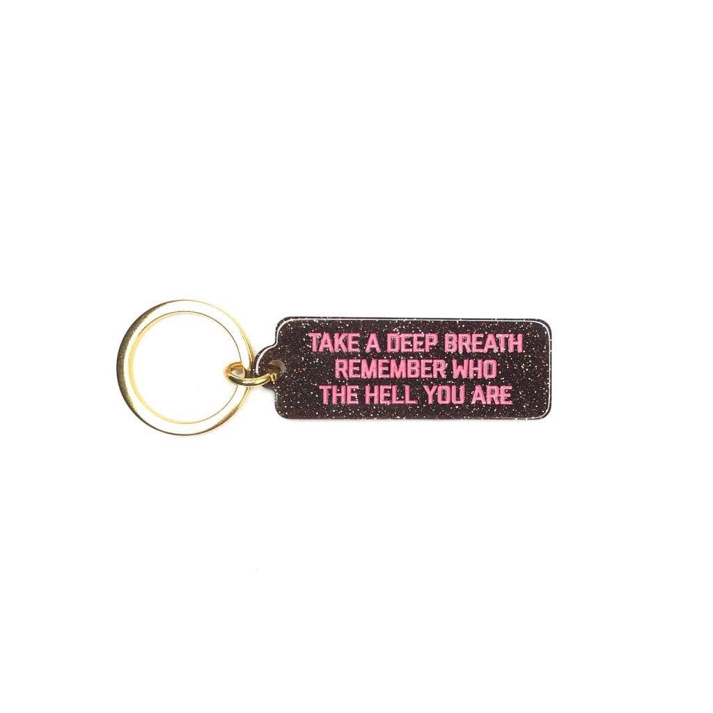 Take a Deep Breath Glitter Rectangle Keychain