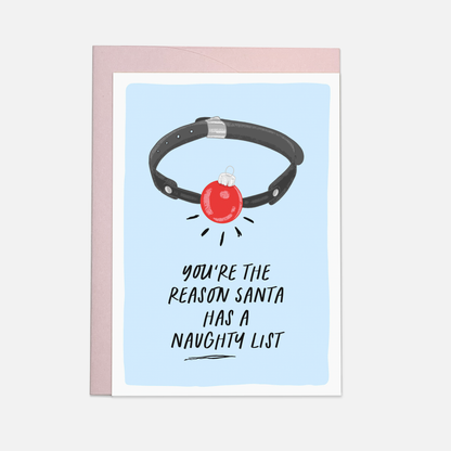 Naughty list ball greeting card