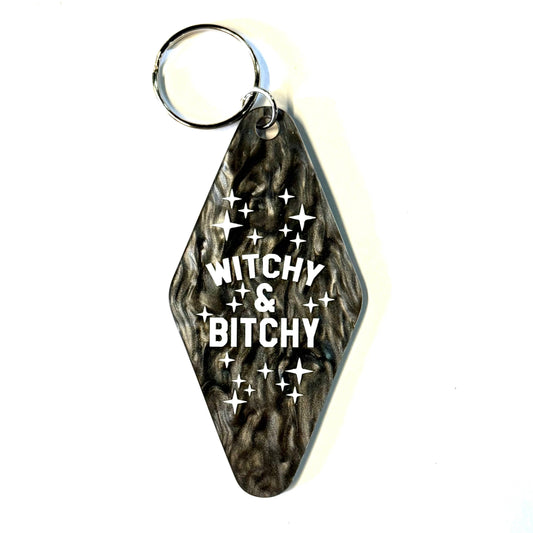 Witchy & Bitchy Keychain: Charcoal / Silver Hardware