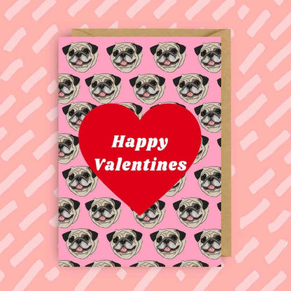 Cute Pug Valentines Card | Dogs | LGBT | Queer | Gay Cards: Blank card