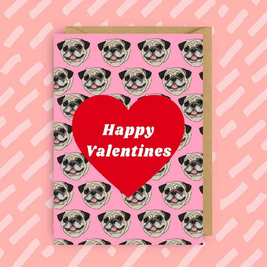 Cute Pug Valentines Card | Dogs | LGBT | Queer | Gay Cards: Blank card