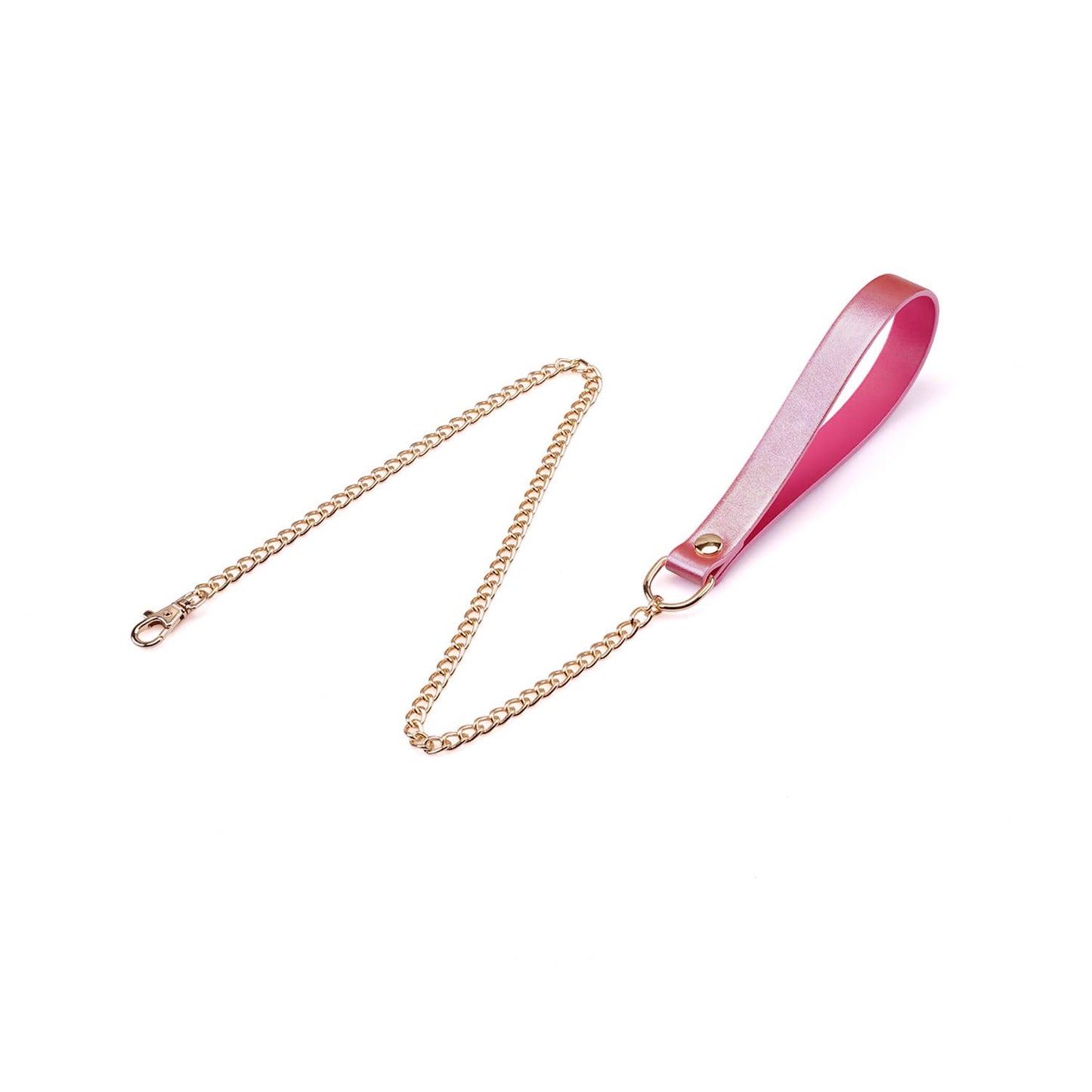 Lustre Rosa: Pink Leather Collar with Chain Leash