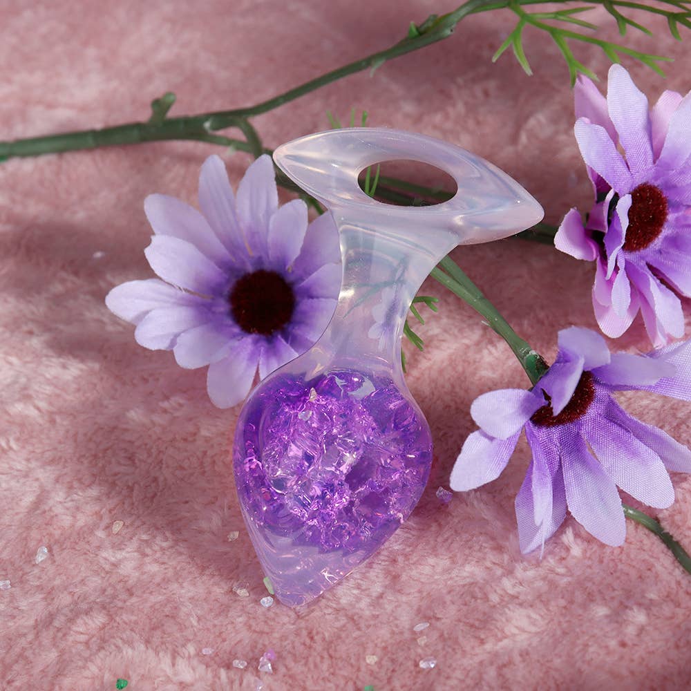 Heart-shaped Crystal Anal Plug - Purple: M: 3.9cm