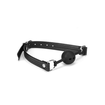 Black Bond Silicone Ball Gag with Black Bond Buckle Straps